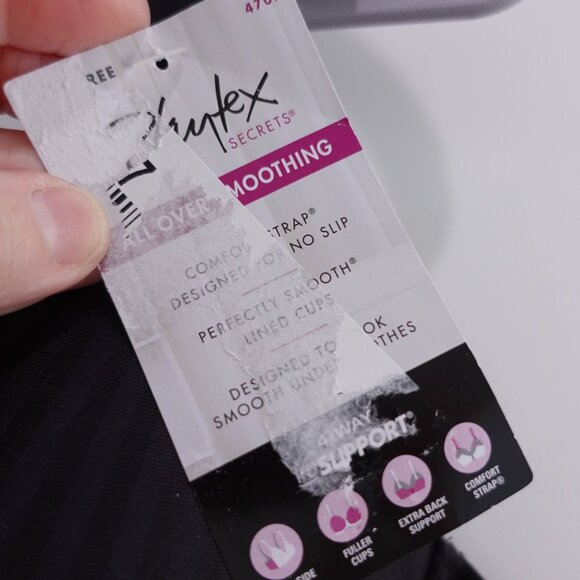 NEW Playtex Secrets Perfectly Smooth Shaping Wireless Bra Black Size 38C 4707 - Picture 5 of 5